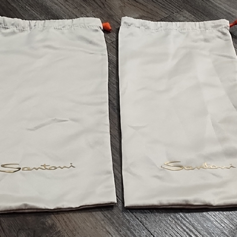 Santoni Cream Dust Bags with Orange Accents (2) - Picture 2 of 4